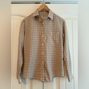 Sarah Alexandra Women's‎ Checkered Button Down Shirt Blouse Khaki Size 4
